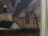 a picture of a painting of a city in a window