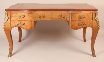 an image of a wooden desk with drawers on top of it