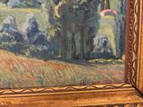 a painting of a man riding a horse in a field