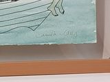 a picture of a painting of a dog and a cat in a boat