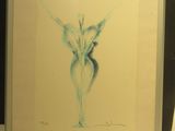 a picture of a painting of a woman in a vase