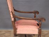an old wooden chair with pink upholstered upholstered upholstered upholstered upholstered upholstered upholstered upholstered uphol