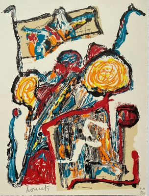 l'image d'un tableau représentant un vase contenant des fleurs