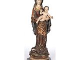 a statue of a woman holding a baby and wearing a crown