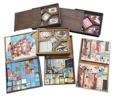 Ensemble comprenant 3 JEUX DU NAIN-JAUNE et 3 PUZZLES CUBES,… - Photo 1