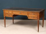 an image of a wooden desk with two drawers and a marble top