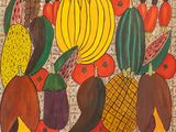 a painting of fruit and vegetables on a table
