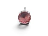 a close up of a pink tourmaline gemstone pendant on a white background