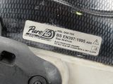 a close up of a motorcycle seat with a label on it