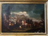 painting of a painting of a battle with a group of men on horseback