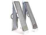 pair of aluminum ramps with metal feet on a white background