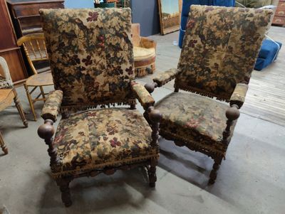 pair of antique upholstered chairs with floral upholstered upholstered upholstered upholstered upholstered upholstered upholstered uphol