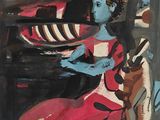 une image d'un tableau représentant une femme en robe rouge