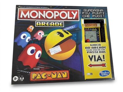 une image d'un jeu d'arcade « Monopoly » mettant en scène Pac-Man et Pac-Man