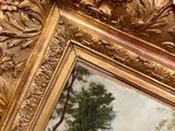 an image of a painting of a landscape with trees in a gold frame