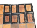 a tray with different types of tiles on it
