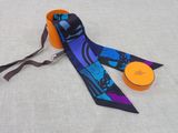purple and blue neck tie with a black and purple design