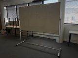 un tableau blanc au milieu d'une pièce sur lequel est dessiné un tableau blanc
