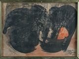 painting of a black cat with a red ball in its mouth