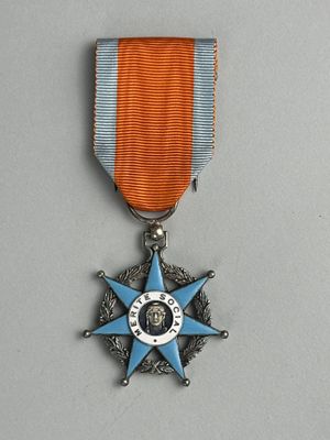 une image représentant une médaille ornée d'une étoile bleue