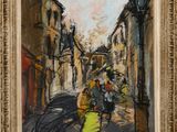 une image représentant un tableau où l'on voit un homme marchant dans une rue