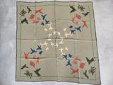 an image of a handkerchief with birds and flowers on it