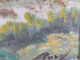 a painting of a bird that is sitting on the ground