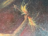 a painting of a bird that is flying in the sky