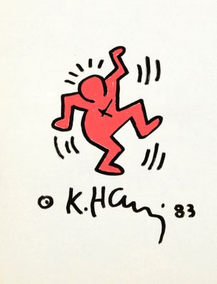 a drawing of a man in a red suit is dancing