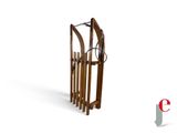 a wooden sled with a handle and a handle on a white background