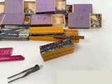 a lot of different types of stamps in a box