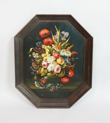 une image d'une peinture de fleurs dans un vase