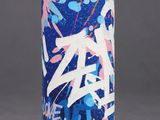 graffiti spray can on a grey background with a red cap