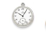 two different types of pocket watches on a white surface