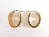 pair of gold tone hoop earrings on a white background