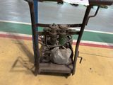 a small engine on a cart on the floor