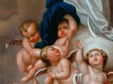 an image of a painting of the virgin surrounded by angels