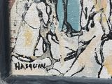 a picture of a painting of a man and a dog