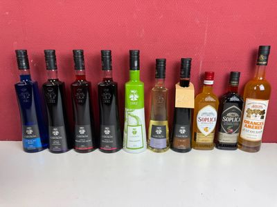 de nombreux types de bouteilles d'alcool alignés sur une table