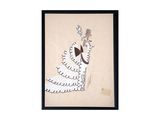 l'image d'un dessin représentant une femme en robe blanche