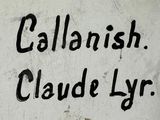 a sign on the wall that says callanish claude lyr