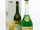 bottles of alcohol and a box of liquor on a white surface