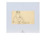 un dessin représentant une femme nue assise par terre