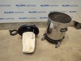 a picture of a stainless steel pot and a metal pan with a cloth in it