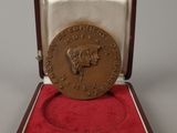 une photo d'une médaille d'or posée dans un écrin en velours rouge