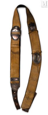 an image of a pair of leather suspends with metal buckles