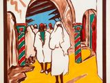 une image représentant un tableau où l'on voit deux personnes marchant dans un tunnel
