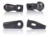 four pieces of black metal with holes and holes on them