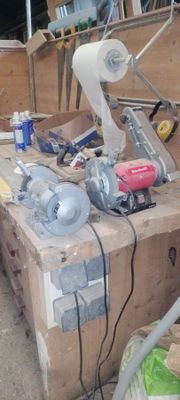 a table that has a lot of tools on it