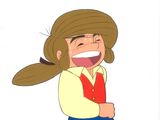 personnage de dessin animé représentant une femme arborant un large sourire